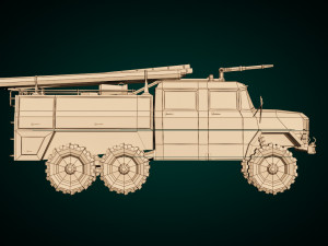 low poly fire truck 03 3D Model