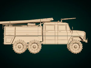 camion dei pompieri a basso poli 03 Modello 3D