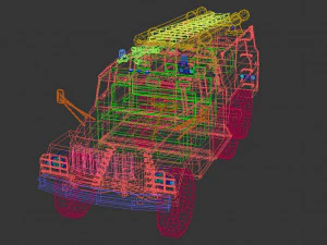 camion dei pompieri a basso poli 03 Modello 3D