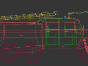 low poly fire truck 03 3D Model