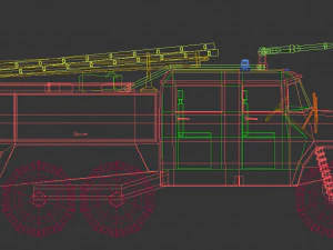 camion dei pompieri a basso poli 03 Modello 3D