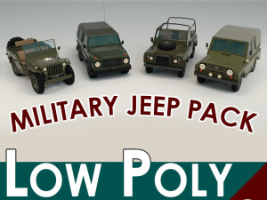 low poly military jeep pack 3D Model