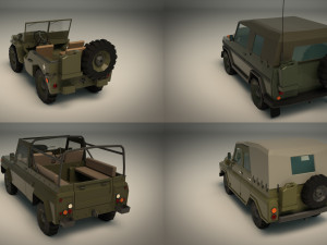 low poly military jeep pack 3D Model