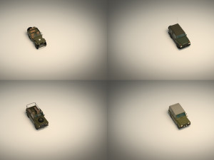 low poly military jeep pack 3D Model