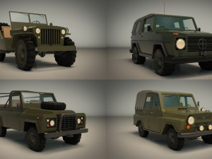 low poly military jeep pack 3D Model
