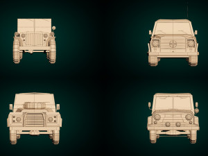 low poly military jeep pack 3D Model