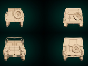 low poly military jeep pack 3D Model
