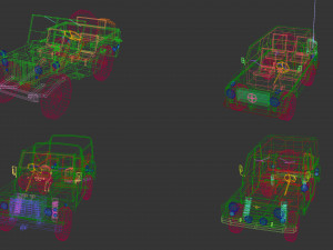 low poly military jeep pack 3D Model