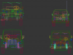 low poly military jeep pack 3D Model