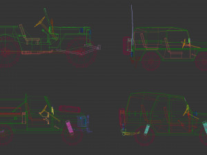 low poly military jeep pack 3D Model