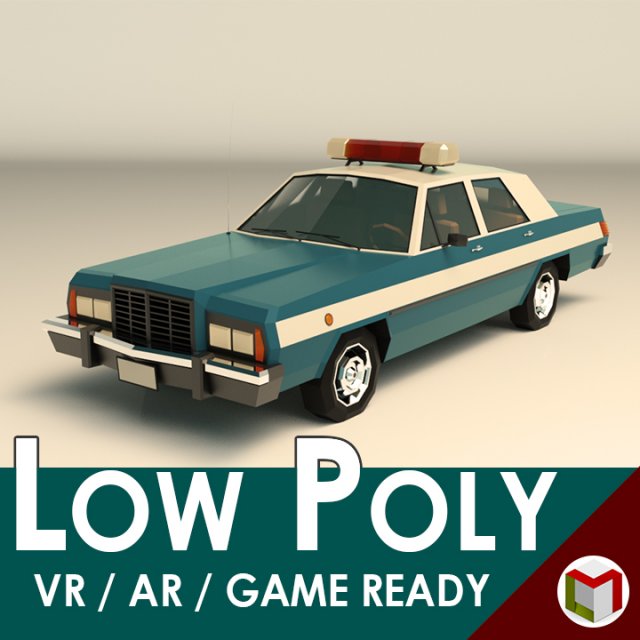 low poly police car 03 3D Model .c4d .max .obj .3ds .fbx .stl .blend 