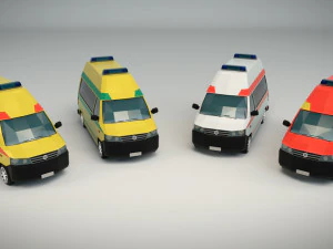 low poly ambulance 03 3D Model