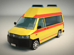 low poly ambulance 03 3D Model