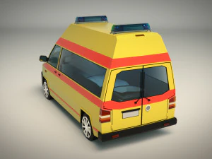 low poly ambulance 03 3D Model