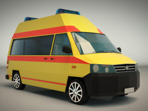 low poly ambulance 03 3D Модель