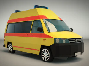 low poly ambulance 03 3D Model