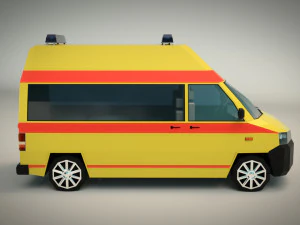 low poly ambulance 03 3D Model