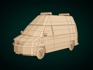 low poly ambulance 03 3D Model