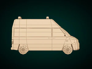 low poly ambulance 03 3D Model