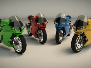low poly motorcycle 04 3D Model