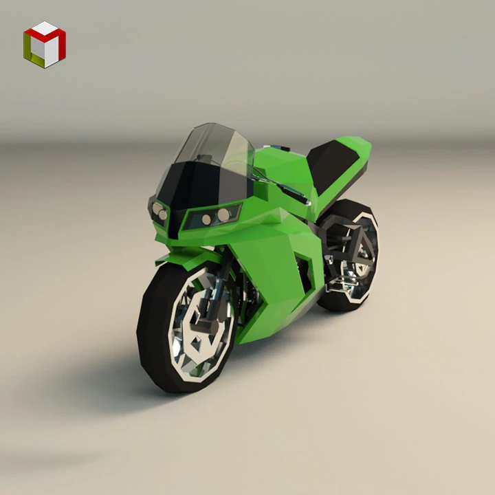low poly motorcycle 04 3D Model .c4d .max .obj .3ds .fbx .stl .blend
