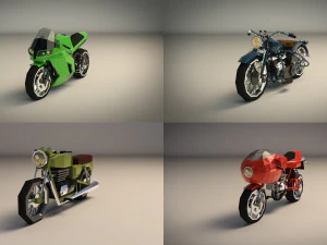 low poly motorcycle pack 01 3D Model