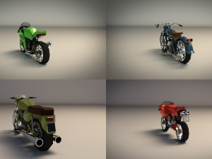 low poly motorcycle pack 01 Modelo 3D