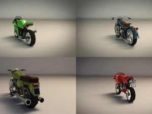 low poly motorcycle pack 01 3D Model