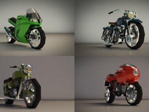 low poly motorcycle pack 01 Modelo 3D