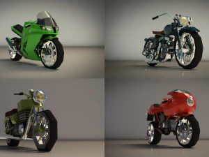 low poly motorcycle pack 01 3D Model