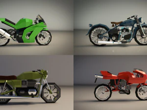 low poly motorcycle pack 01 3D Model
