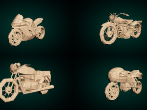 low poly motorcycle pack 01 Modelo 3D