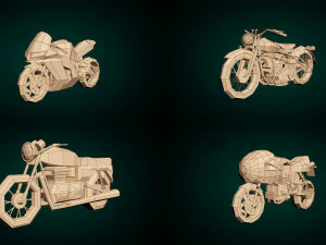 low poly motorcycle pack 01 3D Model