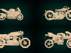 low poly motorcycle pack 01 3D Model
