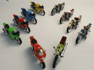 pacchetto moto low poly 01 Modello 3D