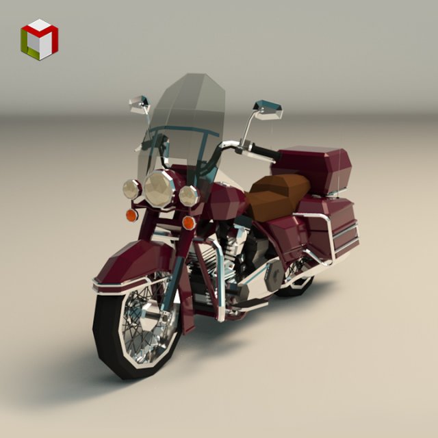 low poly motorcycle 05 3D Model .c4d .max .obj .3ds .fbx .stl .blend 
