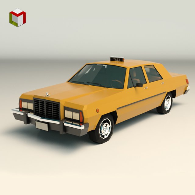 low poly taxi cab 02 Modèle 3D .c4d .max .obj .3ds .fbx .stl .blend 