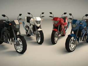 motocykl low-poly 06 Model 3D