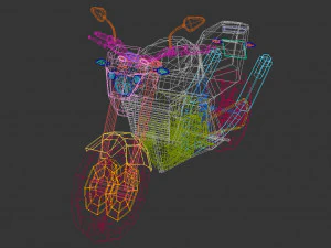 motocykl low-poly 06 Model 3D