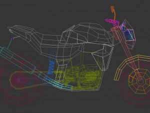 motocykl low-poly 06 Model 3D