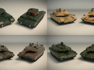 low poly tank pack 01 3D Model