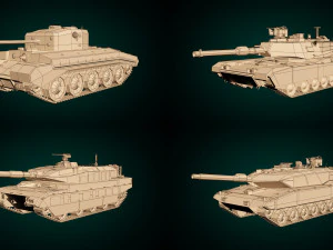 low poly tank pack 01 3D Model