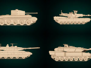low poly tank pack 01 3D Model
