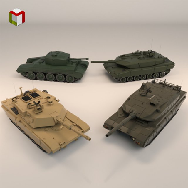 low poly tank pack 01 Modelo 3D .c4d .max .obj .3ds .fbx .stl .blend 