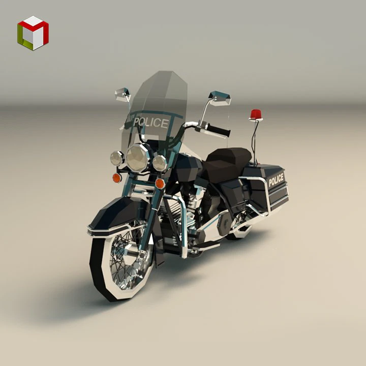 Motocicletta della polizia low poly 01 Modello 3D .c4d .max .obj .3ds .fbx .stl .blend 