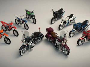 pacchetto moto low poly 02 Modello 3D