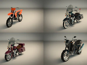 pacchetto moto low poly 02 Modello 3D