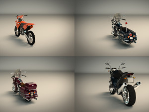 low poly motorcycle pack 02 Modello 3D