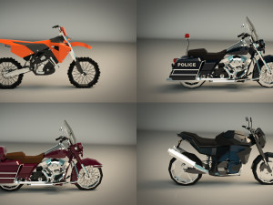 low poly motorcycle pack 02 Modello 3D
