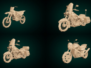 low poly motorcycle pack 02 Modello 3D